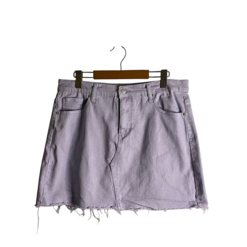 Wild Fable Women's Lavender Mini Raw Hem Denim Skirt
